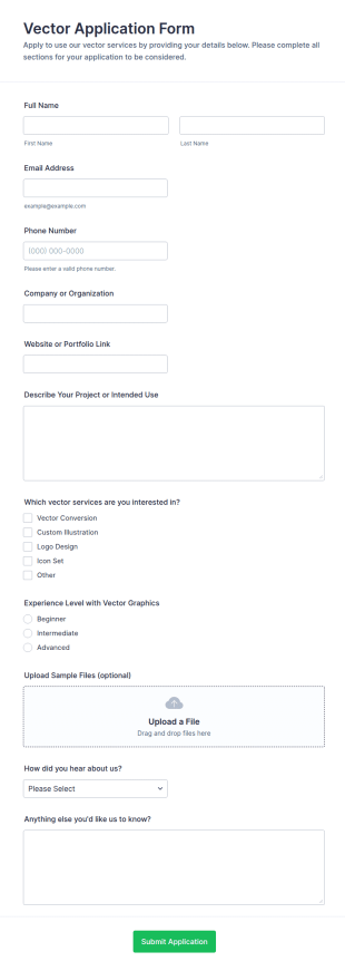Vector Application Form Template