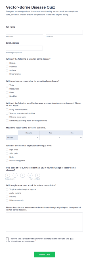 Vector Borne Disease Quiz Form Template