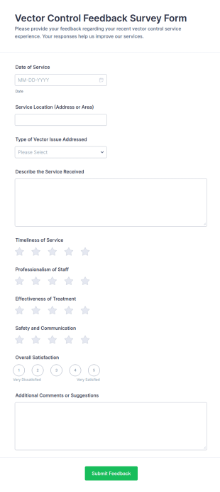 Vector Control Feedback Survey Form Template