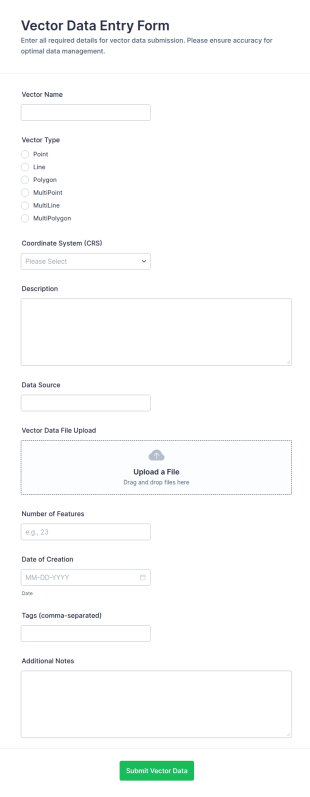 Vector Data Entry Form Template