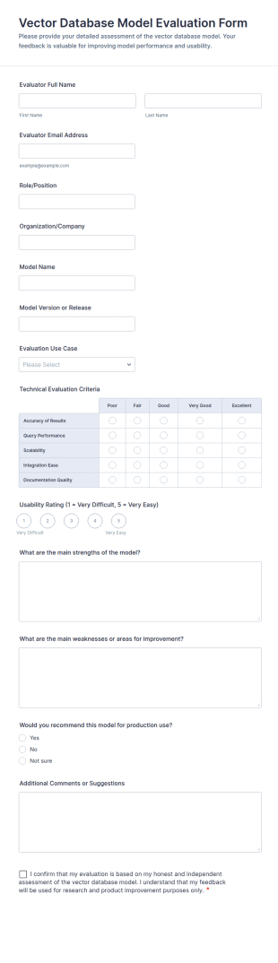 Vector Database Model Evaluation Form Template