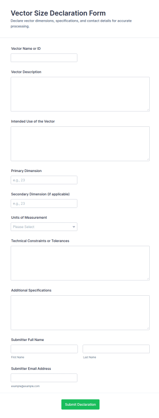 Vector Size Declaration Form Template