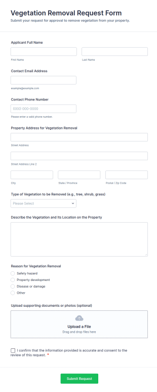 Vegetation Removal Request Form Template