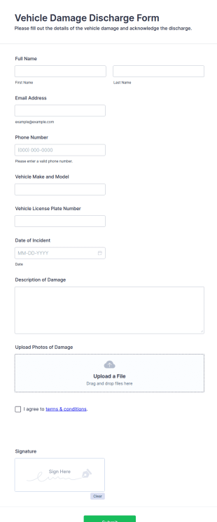 Vehicle Damage Discharge Form Template