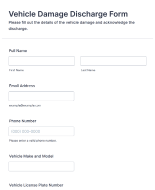 Vehicle Damage Discharge Form Form Template