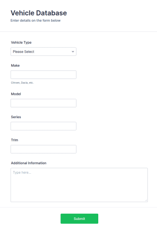 Vehicle Database Form Template