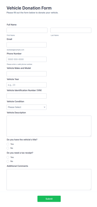 Vehicle Donation Form Template