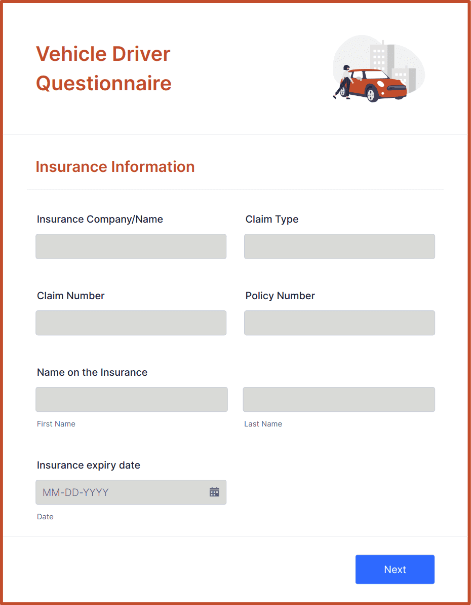 Vehicle Driver Questionnaire Form Template | Jotform