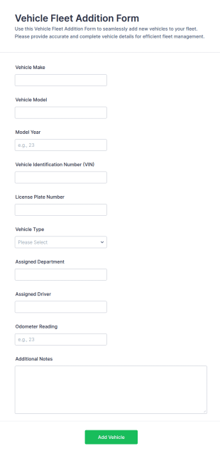 Vehicle Fleet Addition Form Template