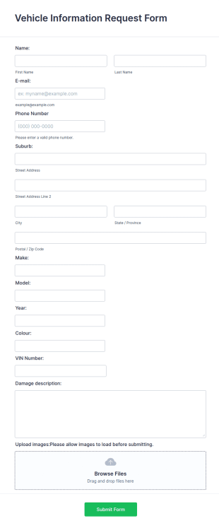 Vehicle Information Request Form Template
