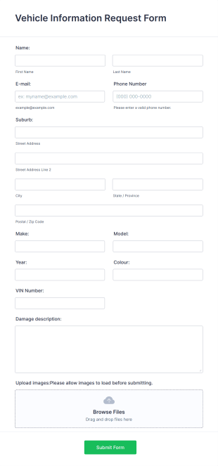 Vehicle Information Request Form Template