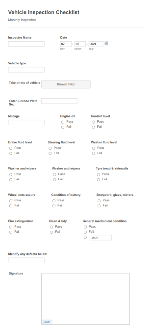 Vehicle Inspection Form Template
