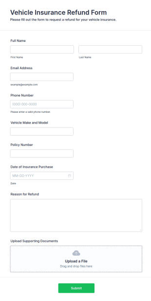 Vehicle Insurance Refund Form Template