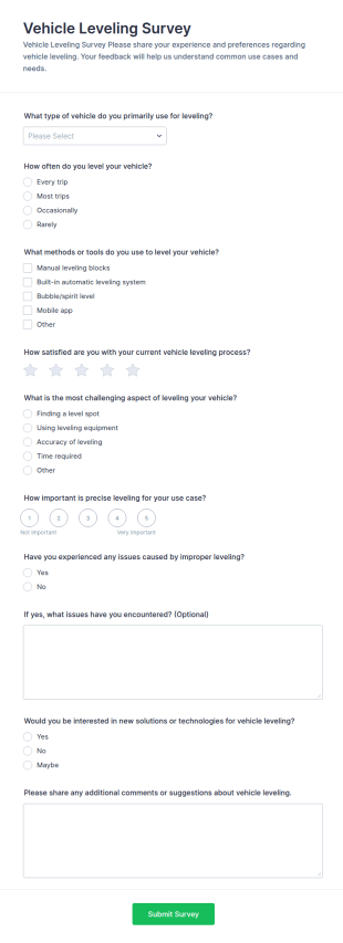 Vehicle Leveling Survey Form Template