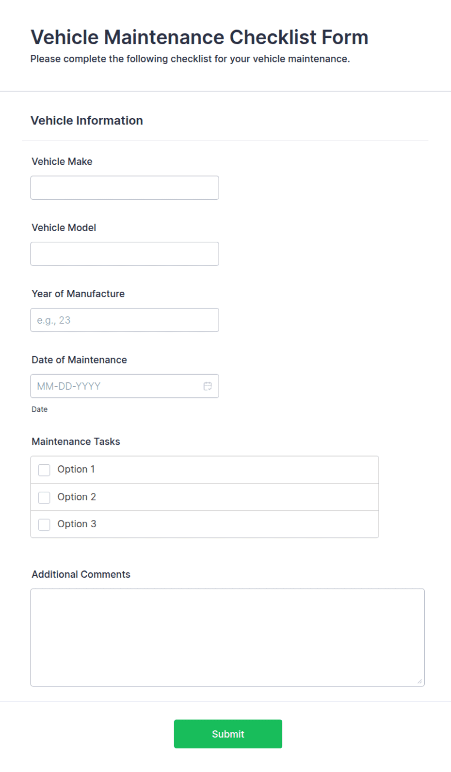 Vehicles Maintenance Checklist Form.pdf Vehicle Maintenance Checklist Form Template | Jotform