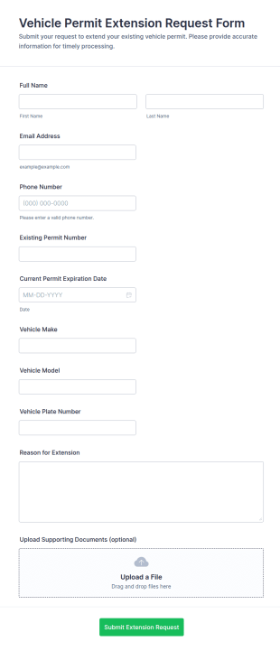Vehicle Permit Extension Request Form Template
