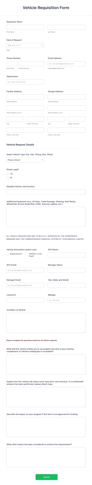 Vehicle Requisition Form Template