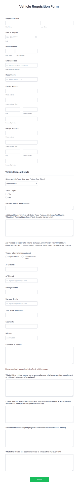 Vehicle Requisition Form Template