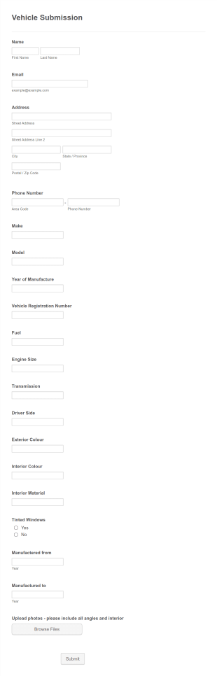 Vehicle Submission Form Template