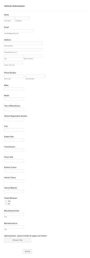 Vehicle Submission Form Template