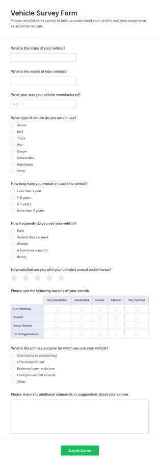 Vehicle Survey Form Template