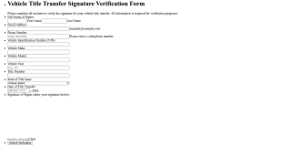 Vehicle Title Transfer Signature Verification Form Template