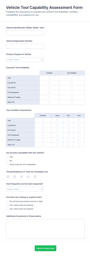 Vehicle Tool Capability Assessment Form Template