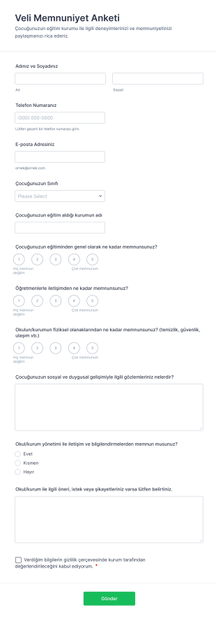 Veli Memnuniyet Anketi Form Template
