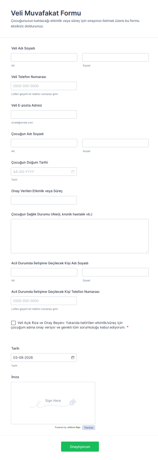 Veli Muvafakat Form Şablonu