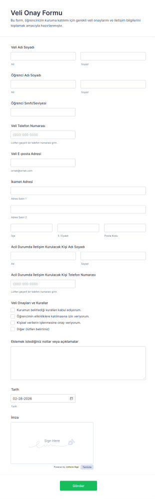 Veli Onay Form Şablonu