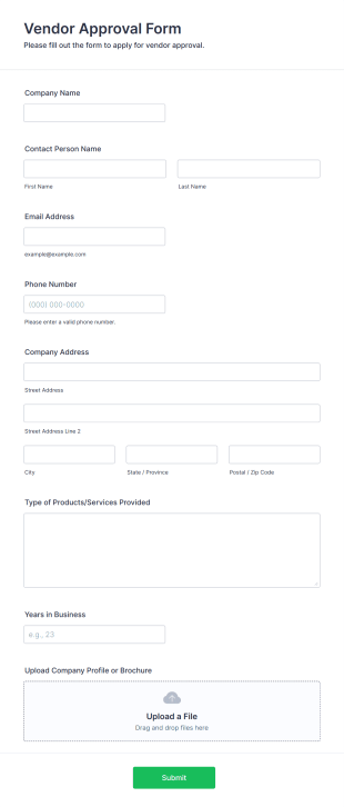 Vendor Approval Form Template