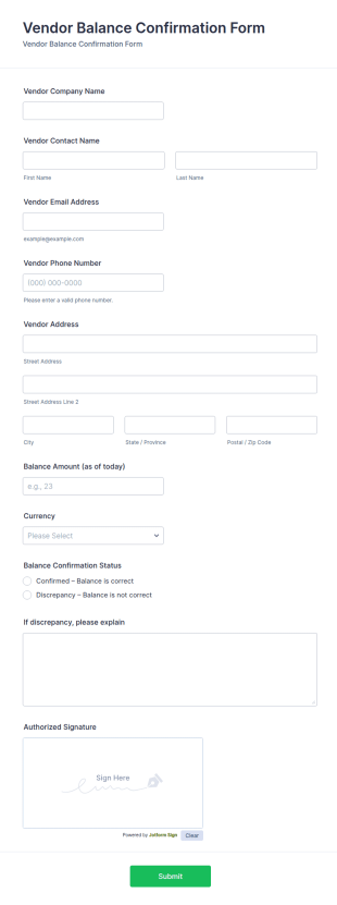 Vendor Balance Confirmation Form Template