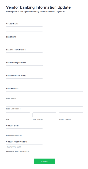 Vendor Banking Information Update Form Template