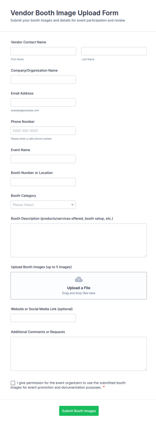 Vendor Booth Image Upload Form Template