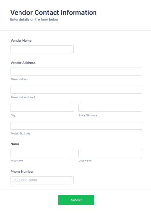 Simple Vendor Contact Form Template