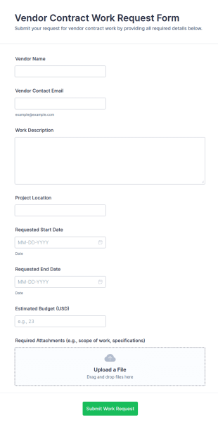 Vendor Contract Work Request Form Template