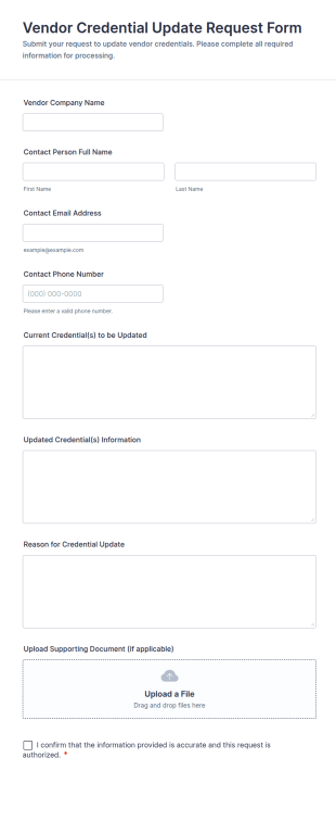 Vendor Credential Update Request Form Template
