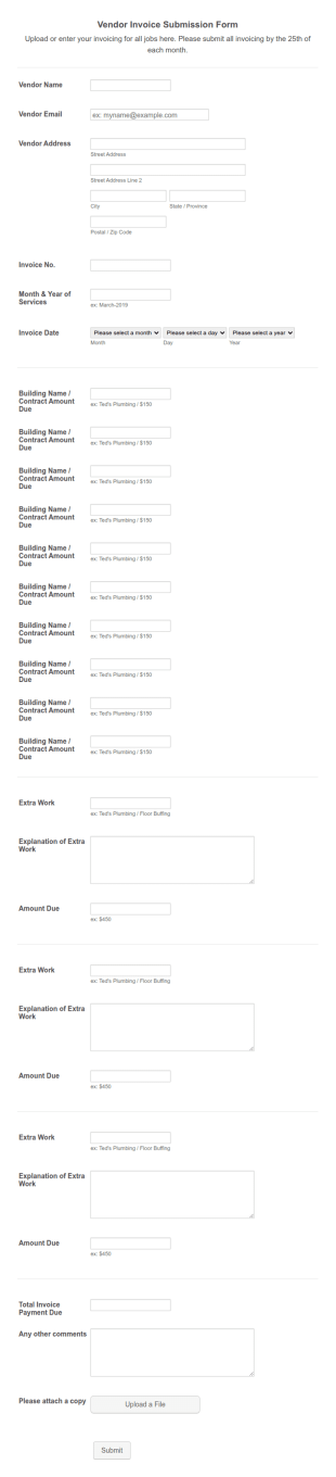 Vendor Invoice Submission Form Denver Janitorial Company