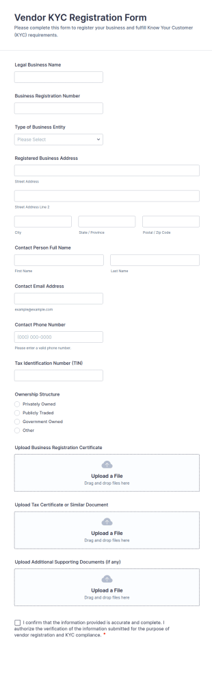 Vendor KYC Registration Form Template