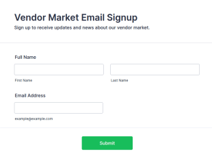 Vendor Market Email Signup Form Template