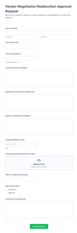 Vendor Negotiation Reallocation Approval Request Form Template