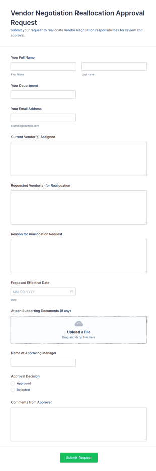 Vendor Negotiation Reallocation Approval Request Form Template