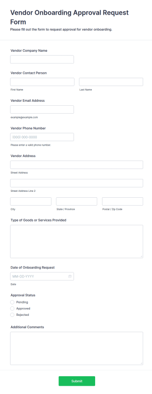 Vendor Onboarding Approval Request Form Template
