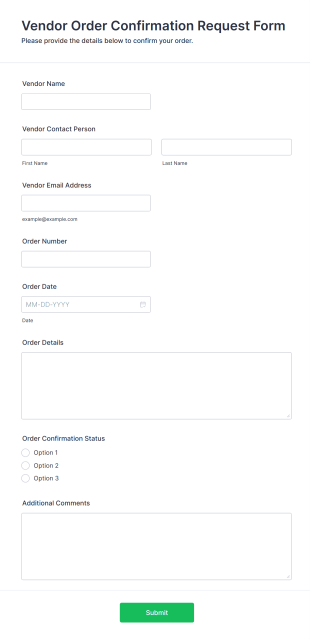 Vendor Order Confirmation Request Form Template