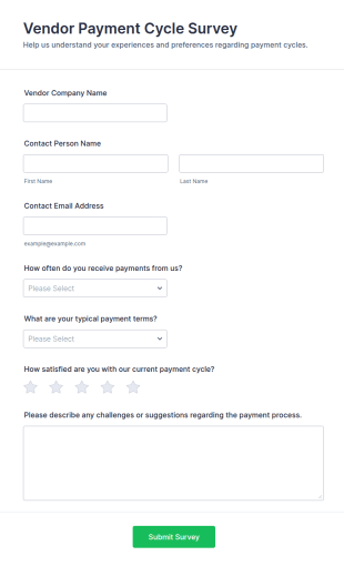 Vendor Payment Cycle Survey Form Template