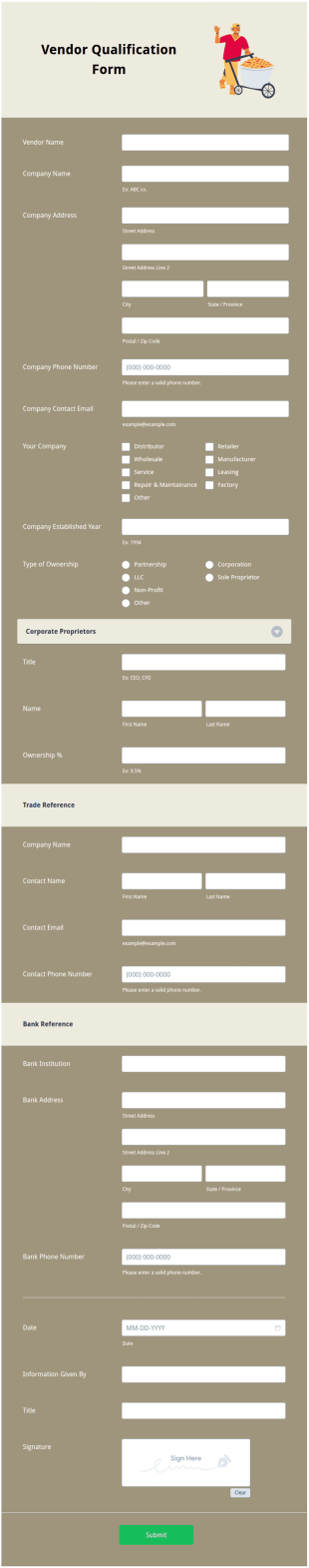 Vendor Qualification Form Template