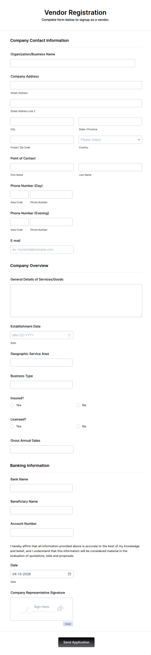 Vendor Registration Form Template