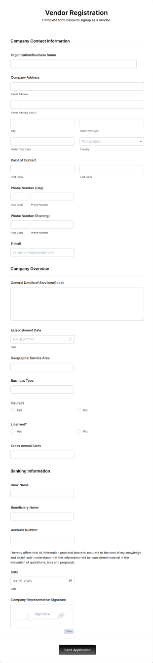 Vendor Registration Form Template