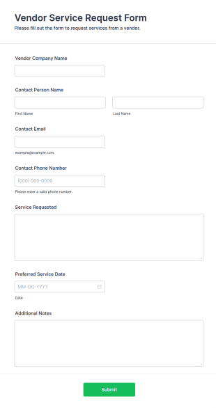 Vendor Service Request Form Template