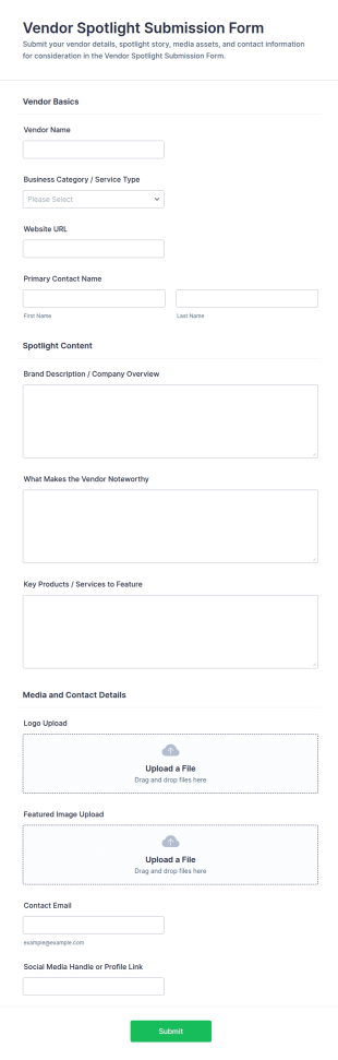 Vendor Spotlight Submission Form Template